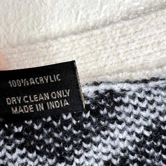 Saachi Checkered Hearts Cardigan Cropped Black White Open Front ONE SIZE - Picture 4 of 5